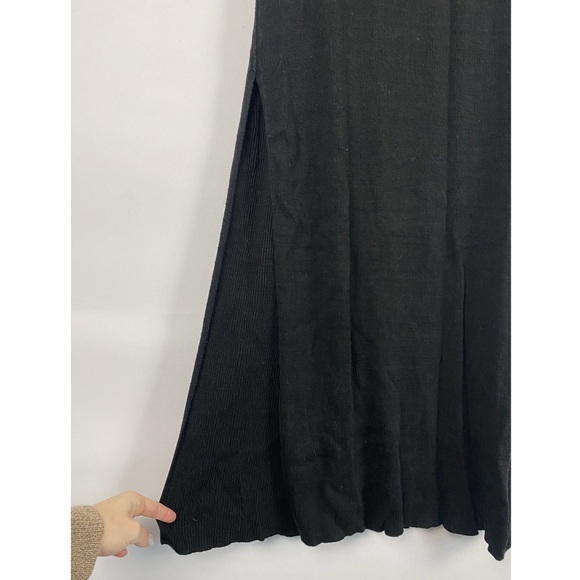 Free People Womens Golden Hour Maxi Skirt L Black Grunge Slit Straight Minimal - Picture 6 of 11